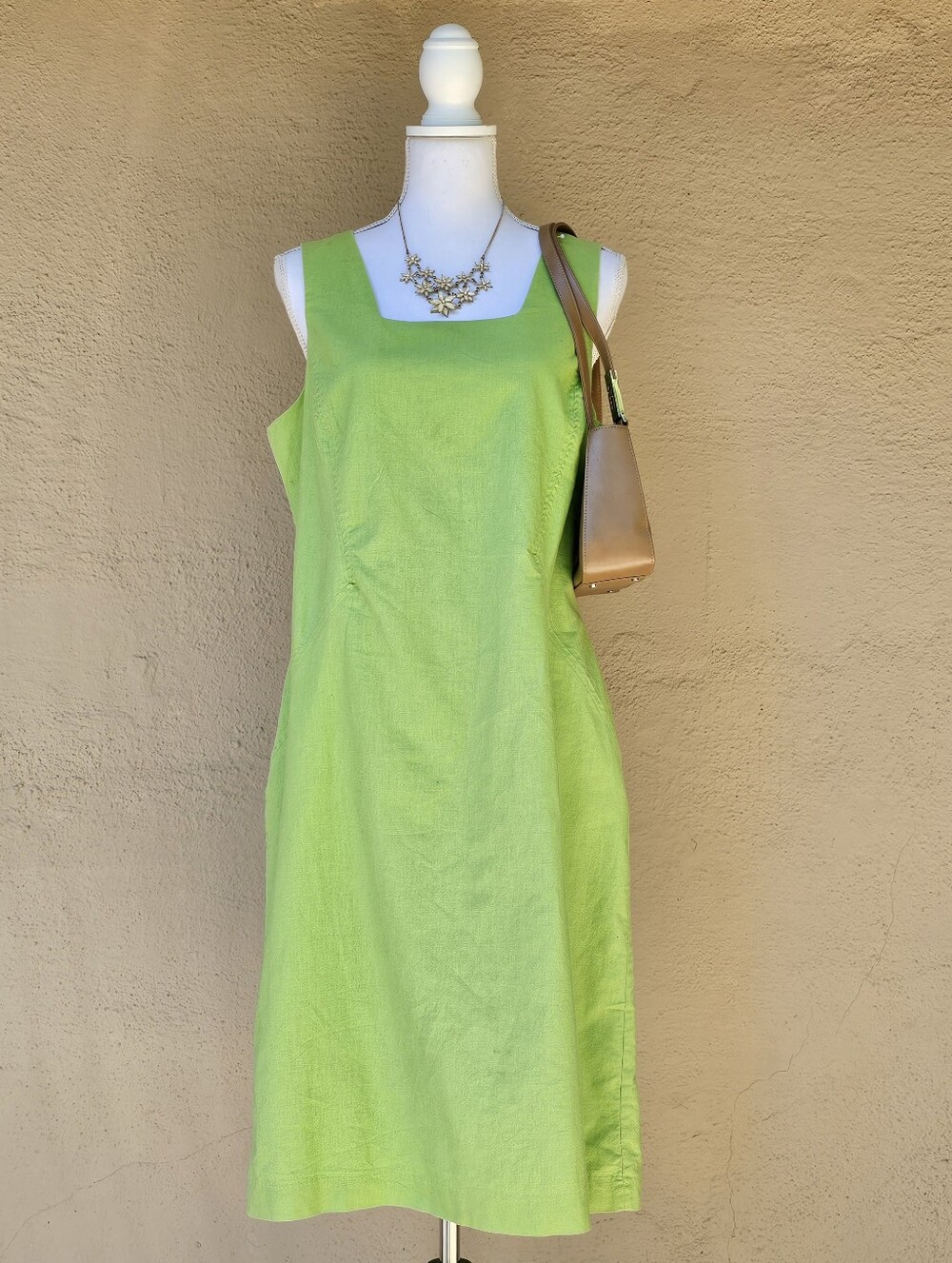 Chadwicks Lime Green Sleeveless Midi Dress
